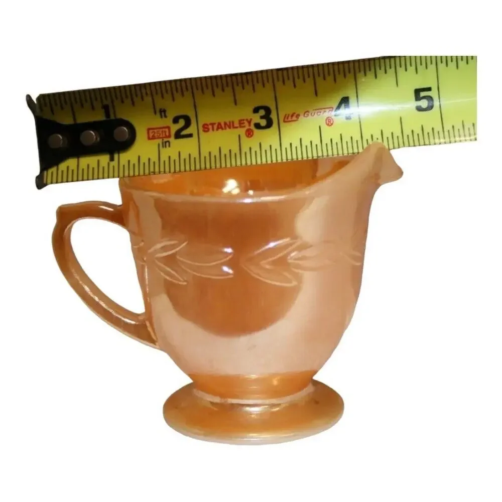 VINTAGE Fire King‎ Oven Ware Peach Lustre Luster Laurel Leaf Creamer W/ Spout